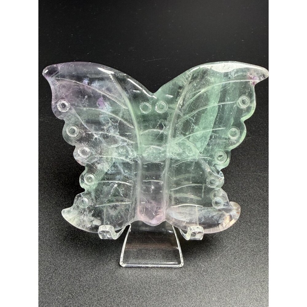 Natural Fluorite Butterfly Hand Carved Stone Healing Crystal UVs 160g 3" - Picture 2 of 6